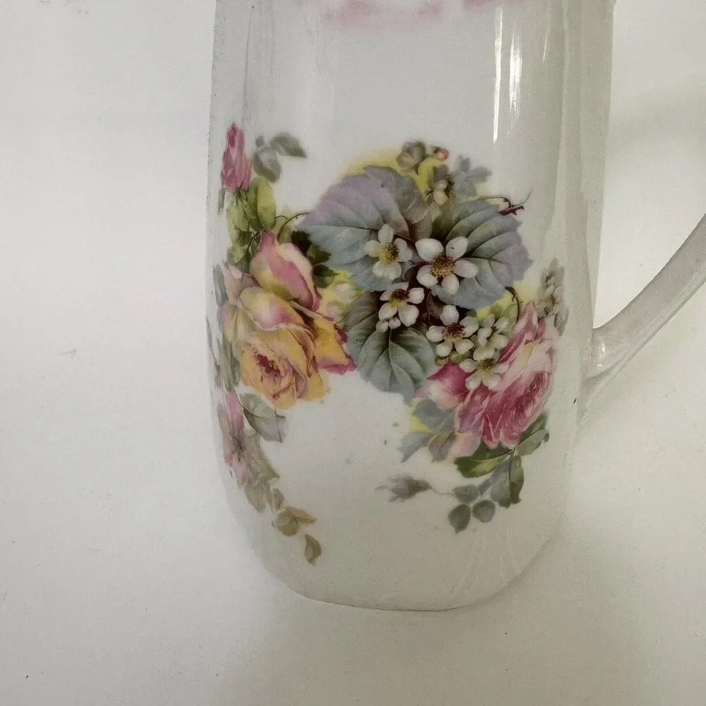 Teapot- porcelain floral  Gemany 195   9 inches vintage  see pics